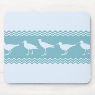 Blue Coastal Sandpiper Bird Stripes Mouse Mat