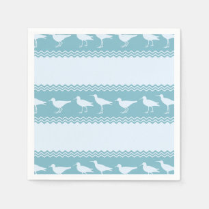 Blue Coastal Sandpiper Bird Stripes Napkin