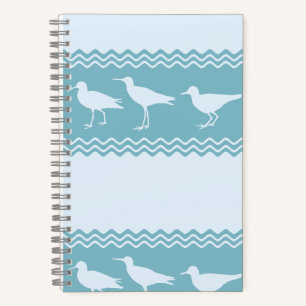 Blue Coastal Sandpiper Bird Stripes Notebook