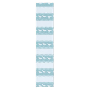 Blue Coastal Sandpiper Bird Stripes Short Table Runner