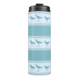 Blue Coastal Sandpiper Bird Stripes Thermal Tumbler