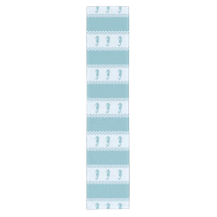 Blue Coastal Seahorses Stripes Short Table Runner