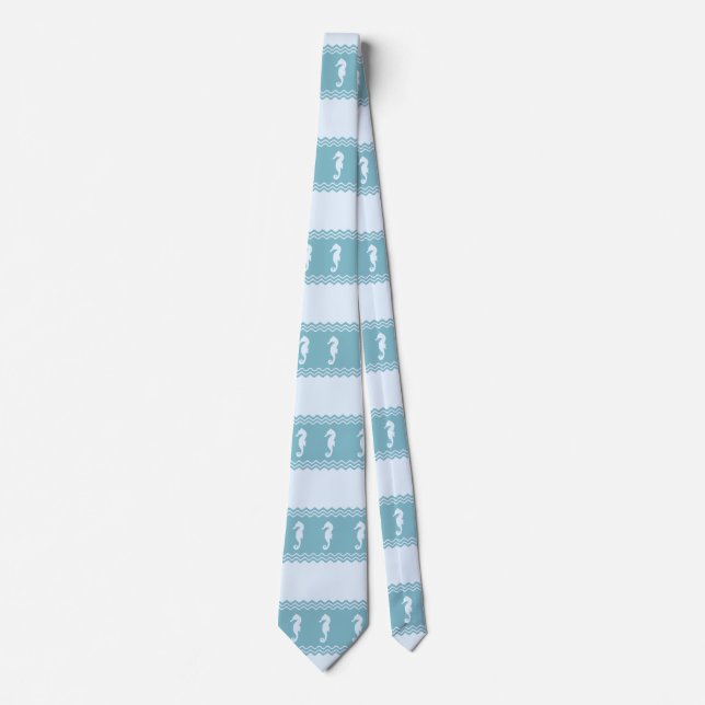 Blue Coastal Seahorses Stripes Tie (Front)