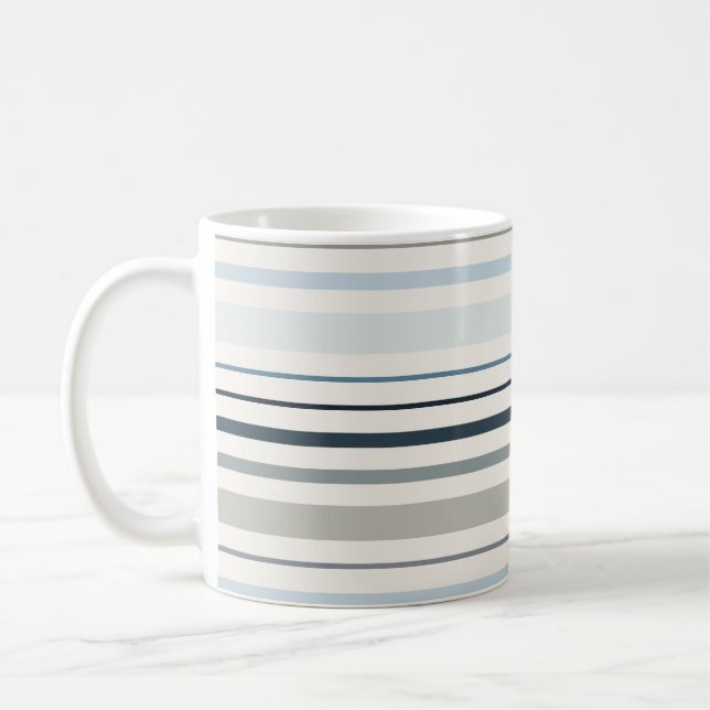 Blue Coastal Stripes Coffee Mug (Left)