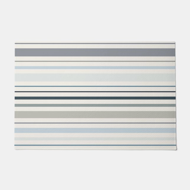 Blue Coastal Stripes Doormat (Front)