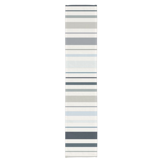 Blue Coastal Stripes Short Table Runner (Front)