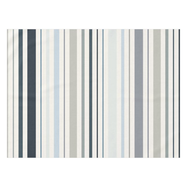 Blue Coastal Stripes Tablecloth (Front (Horizontal))