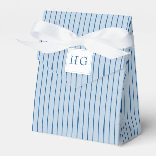 Blue Coastal Toile Wedding Monogram Favour Box