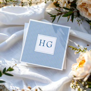 Blue Coastal Toile Wedding Monogram Napkin