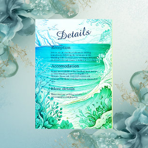 blue coastal vibe wedding enclosure card