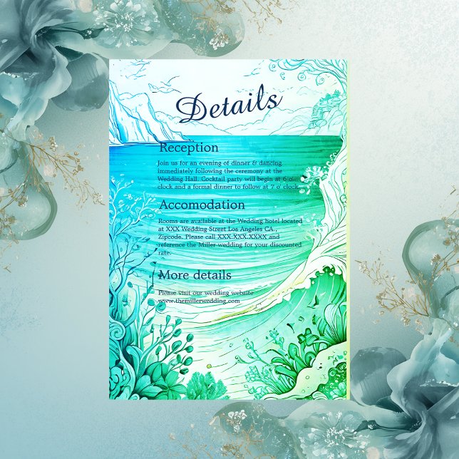 blue coastal vibe wedding enclosure card (Creator Uploaded)