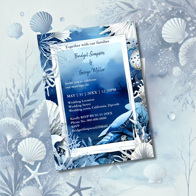 blue coastal vibe wedding Invitation (Creator Uploaded)