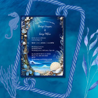 blue coastal vibe wedding Invitation