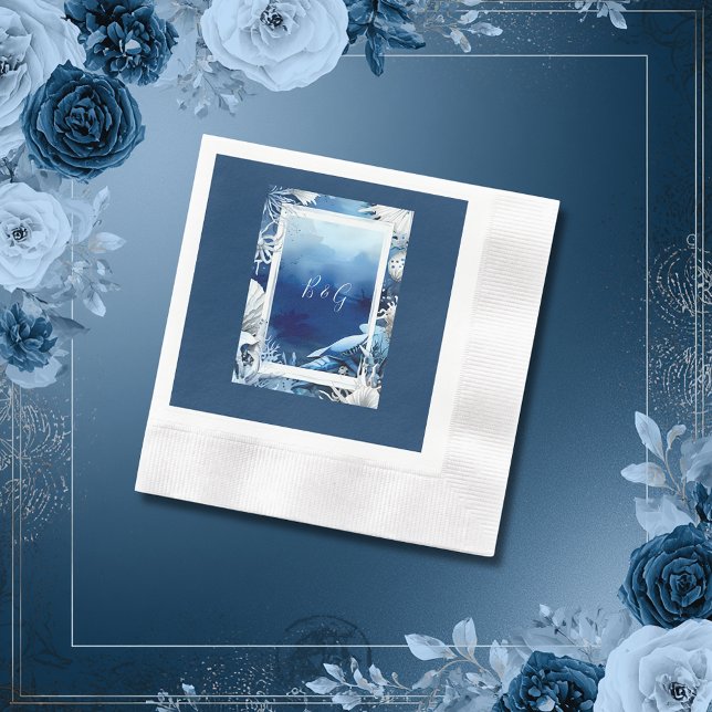 blue coastal vibe wedding napkin (Creator Uploaded)