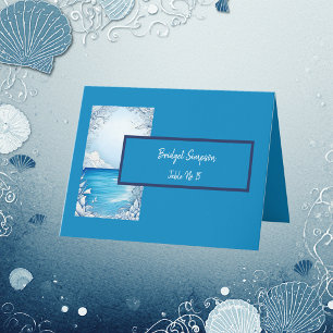 blue coastal vibe Wedding seating card