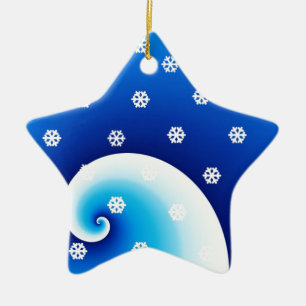 Blue Coastal Waves Christmas Ceramic Tree Decoration
