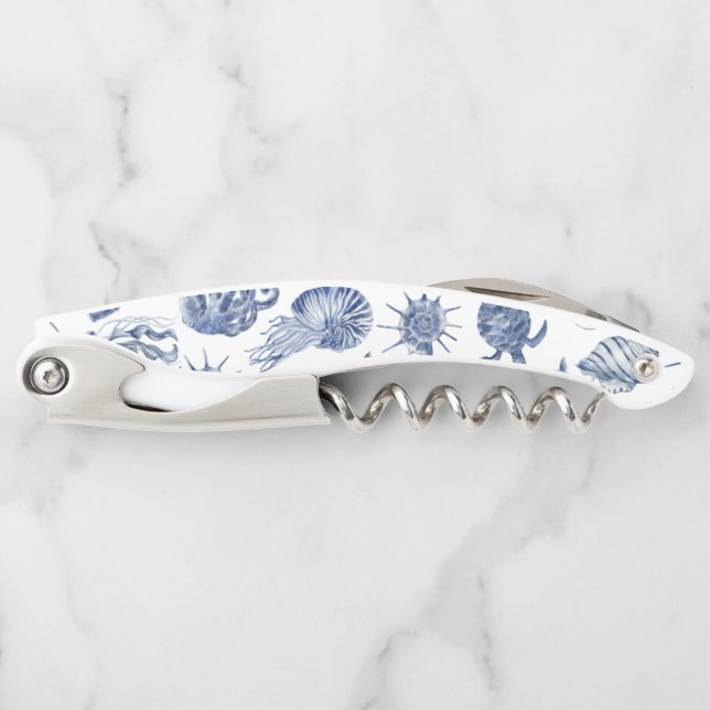 Blue Coastal Wedding Corkscrew (Front)