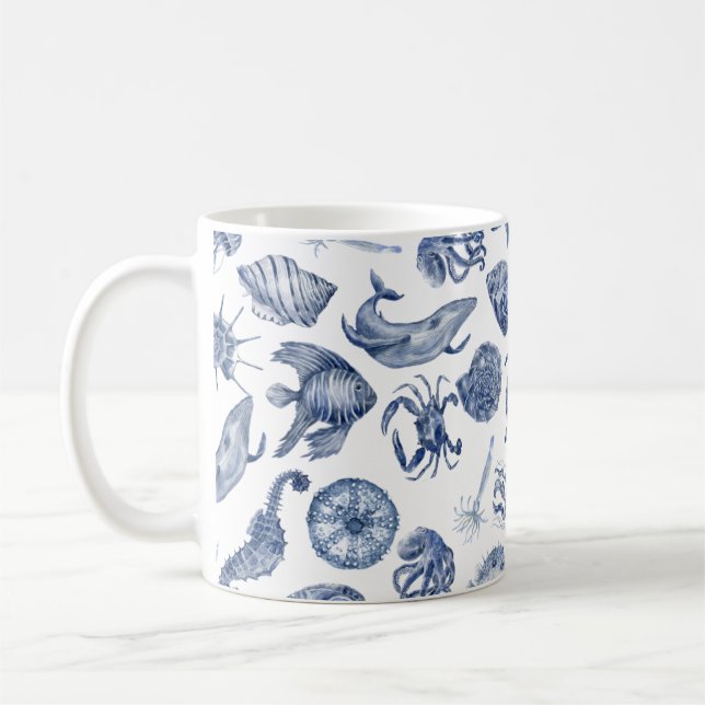 Blue Coastal Wedding Mug (Left)