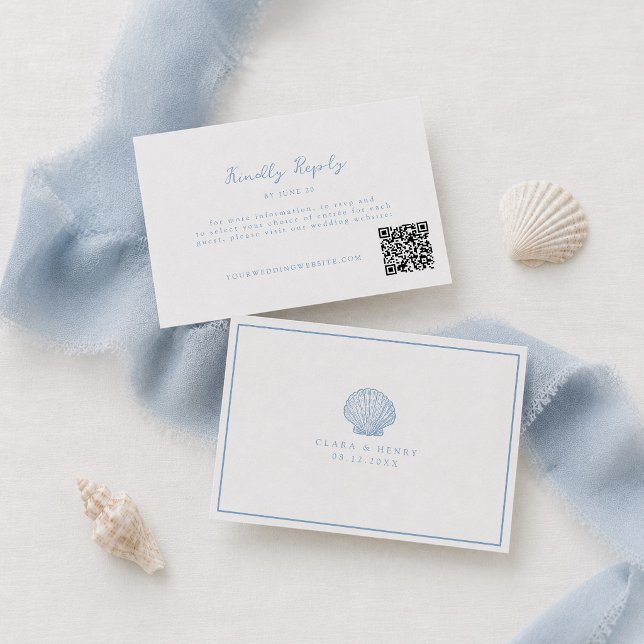 Blue Coastal Wedding Online RSVP Enclosure Card (Creator Uploaded)