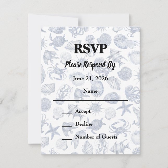 Blue Coastal Wedding Response Card (Front)