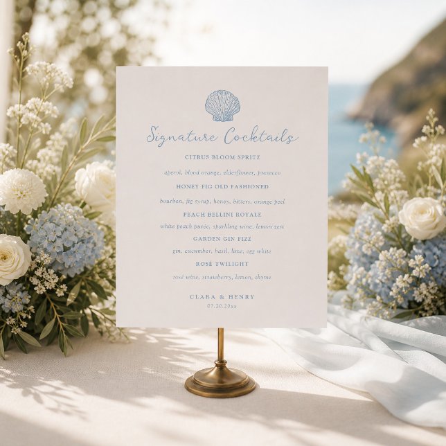 Blue Coastal Wedding Signature Drinks Sign (Creator Uploaded)
