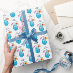 Blue Cocktail Drinks On White Wrapping Paper