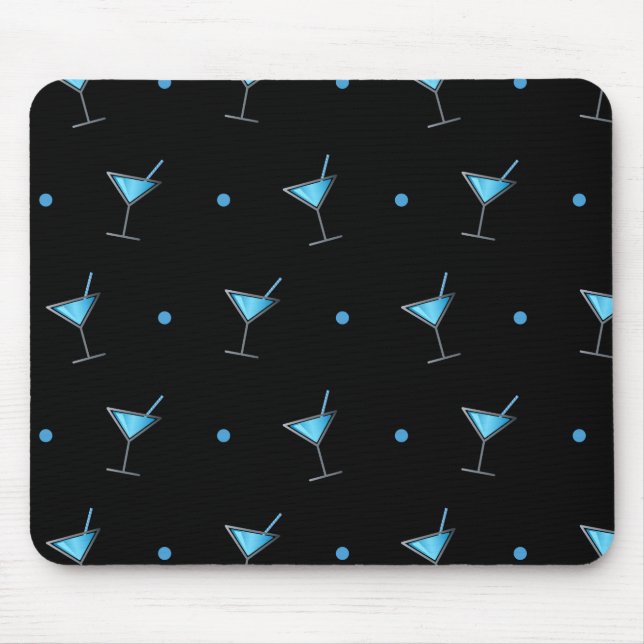 Blue Cocktail Martini Glass Mouse Mat (Front)