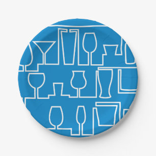 Blue cocktail party paper plate