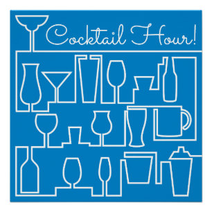Blue cocktail party poster