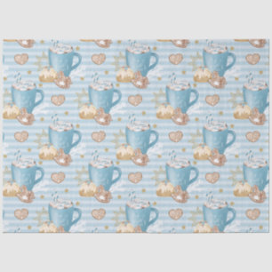 Blue Cocoa & Gingerbread Cookie Pattern Tissue Paper