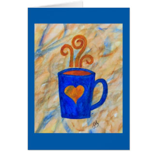 Blue coffee mug with heart watercolor
