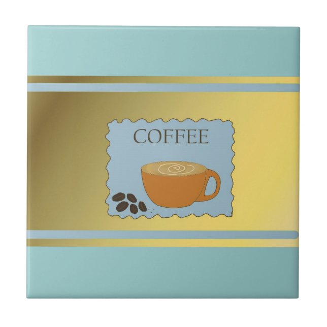 Blue Coffee Sign with Coffee Cup Tile (Front)