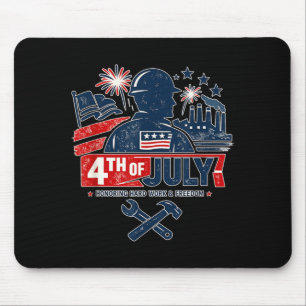 Blue Collar 4th Of July Aamerican Worker Patriotic Mouse Mat
