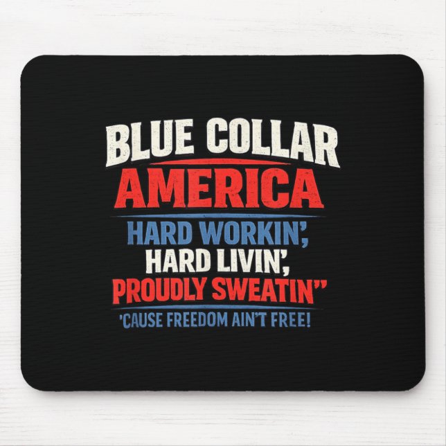 Blue Collar Aamerica Flying Bisonrel Patriotic 4th Mouse Mat (Front)