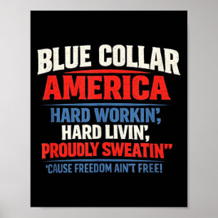 Blue Collar Aamerica Flying Bisonrel Patriotic 4th Poster