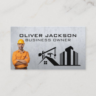 Blue Collar Construction Worker Builder Site Business Card