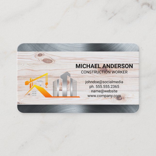 Blue Collar | Steel | Builder | Construction Business Card (Front)