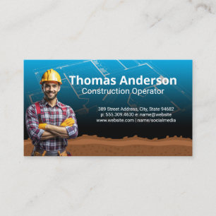 Blue Collar Worker   Construction Blue Prints Business Card