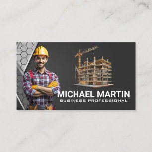 Blue Collar Worker   Construction Building Site Business Card