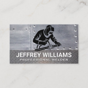 Blue Collar Worker Welding Riveting Business Card
