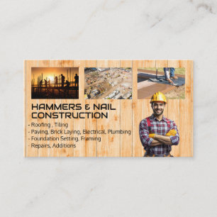 Blue Collar Workers   Construction Site Business Card