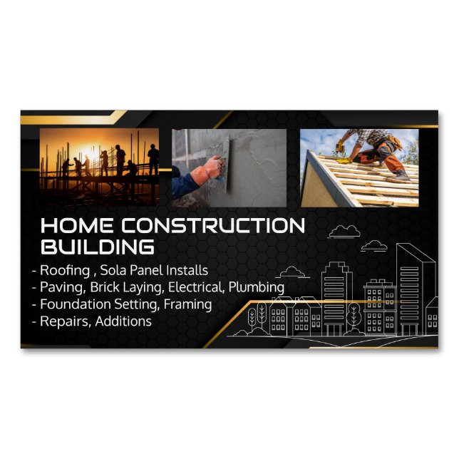 Blue Collar Workers | General Contractor Magnetic Business Card (Front)