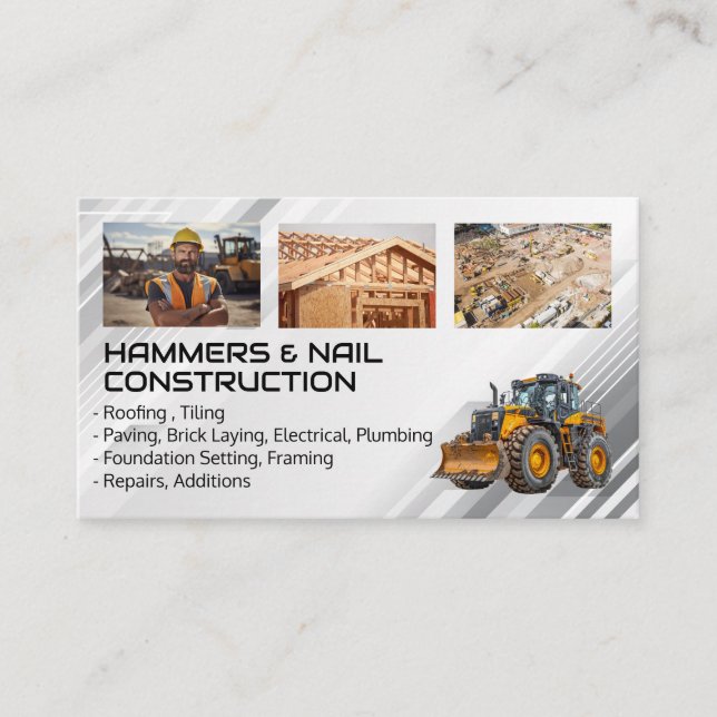 Blue Collar Workers | Heavy Machinery | Builder Business Card (Front)