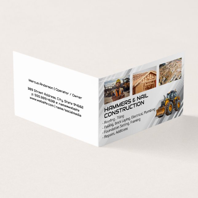 Blue Collar Workers | Heavy Machinery | Builder Business Card (Outside)