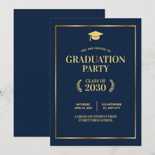 Blue College Graduation Party invite, Grad Party Invitation