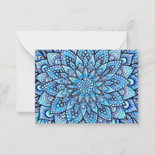 Blue Color Hand Drawn Mandala Design Card