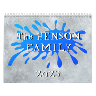 Blue Color Splash Fun 2022 Family Photos Calendar