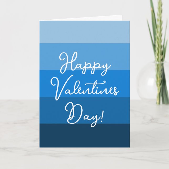BLUE COLOR STRIPE ROMANTIC LOVE VALENTINE'S DAY  CARD (Front)