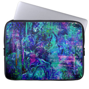 Blue Colored Textures Laptop Sleeve