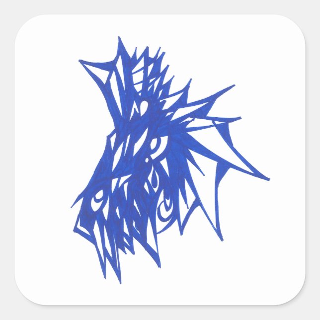 Blue Colorful Abstract Tribal Tattoo Art Square Sticker (Front)